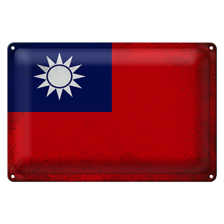 Blechschild Flagge China 30x20cm Flag of Taiwan Vintage