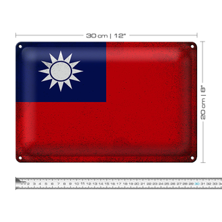 Blechschild Flagge China 30x20cm Flag of Taiwan Vintage