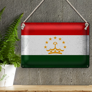 Blechschild Flagge Tadschikistan 30x20cm Tajikistan Vintage