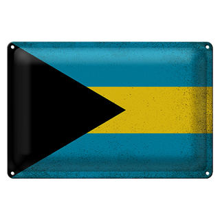 Blechschild Flagge Bahama 30x20cm Flag of Bahamas Vintage