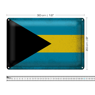 Blechschild Flagge Bahama 30x20cm Flag of Bahamas Vintage