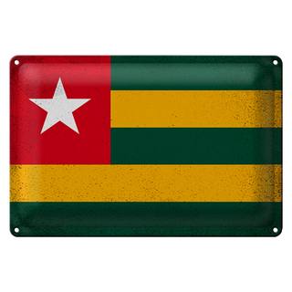 Blechschild Flagge Togo 30x20cm Flag of Togo Vintage