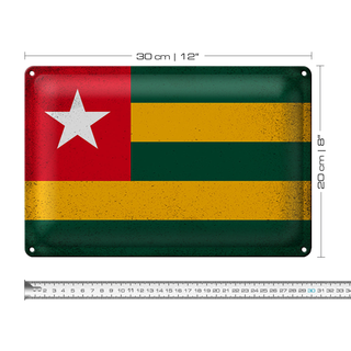 Blechschild Flagge Togo 30x20cm Flag of Togo Vintage