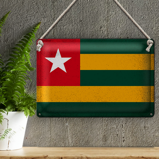 Blechschild Flagge Togo 30x20cm Flag of Togo Vintage