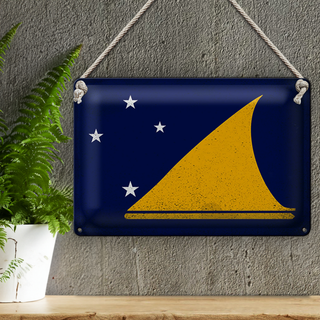 Blechschild Flagge Tokelau 30x20cm Flag of Tokelau Vintage tin sig
