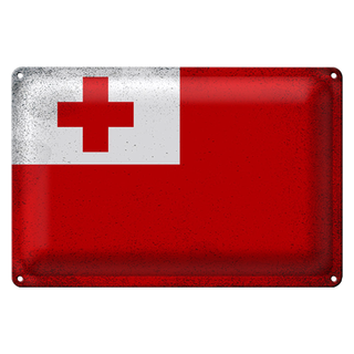 Blechschild Flagge Tonga 30x20cm Flag of Tonga Vintage