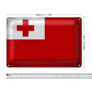 Blechschild Flagge Tonga 30x20cm Flag of Tonga Vintage