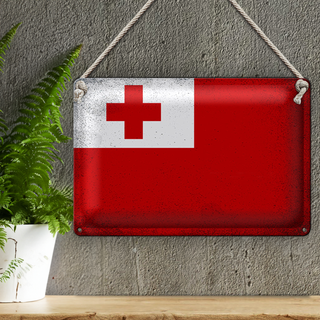 Blechschild Flagge Tonga 30x20cm Flag of Tonga Vintage