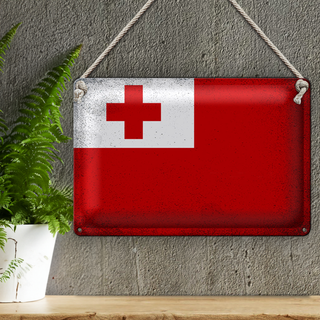 Blechschild Flagge Tonga 30x20cm Flag of Tonga Vintage