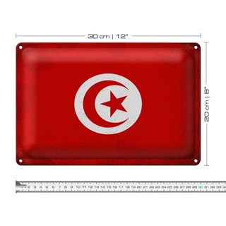 Blechschild Flagge Tunesien 30x20cm Flag of Tunisia Vintage
