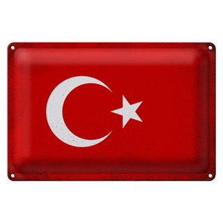 Blechschild Flagge Türkei 30x20cm Flag of Turkey Vintage