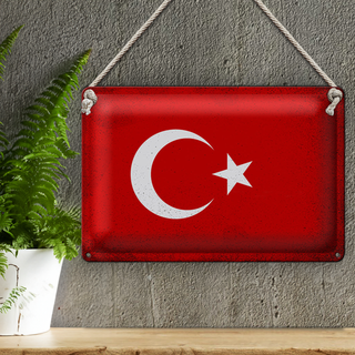 Blechschild Flagge Türkei 30x20cm Flag of Turkey Vintage