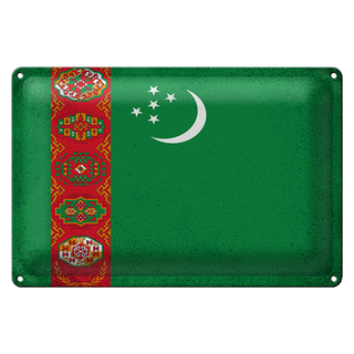Blechschild Flagge Turkmenistan 30x20cm Flag Vintage