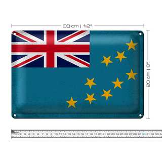 Blechschild Flagge Tuvalu 30x20cm Flag of Tuvalu Vintage