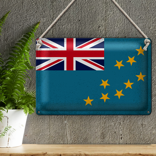 Blechschild Flagge Tuvalu 30x20cm Flag of Tuvalu Vintage