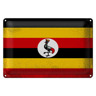 Blechschild Flagge Uganda 30x20cm Flag of Uganda Vintage