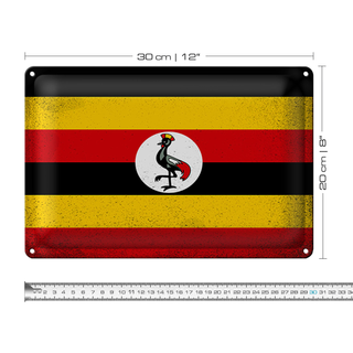 Blechschild Flagge Uganda 30x20cm Flag of Uganda Vintage