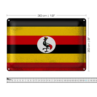Blechschild Flagge Uganda 30x20cm Flag of Uganda Vintage