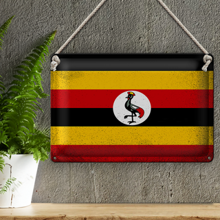 Blechschild Flagge Uganda 30x20cm Flag of Uganda Vintage