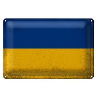 Blechschild Flagge Ukraine 30x20cm Flag of Ukraine Vintage
