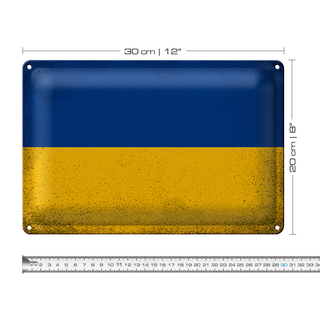 Blechschild Flagge Ukraine 30x20cm Flag of Ukraine Vintage