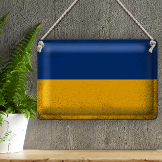 Blechschild Flagge Ukraine 30x20cm Flag of Ukraine Vintage
