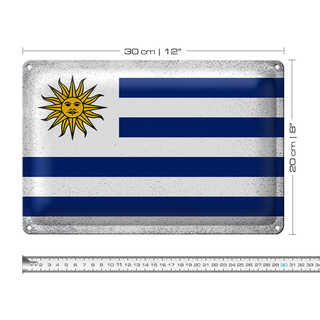 Blechschild Flagge Uruguay 30x20cm Flag of Uruguay Vintage