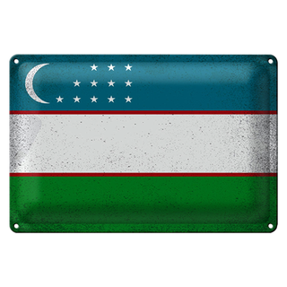 Blechschild Flagge Usbekistan 30x20cm Uzbekistan Vintage