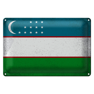 Blechschild Flagge Usbekistan 30x20cm Uzbekistan Vintage