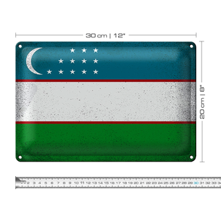 Blechschild Flagge Usbekistan 30x20cm Uzbekistan Vintage