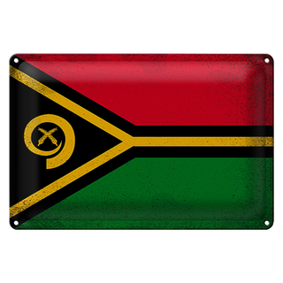 Blechschild Flagge Vanuatu 30x20cm Flag of Vanuatu Vintage