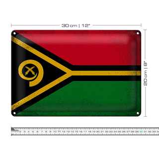 Blechschild Flagge Vanuatu 30x20cm Flag of Vanuatu Vintage