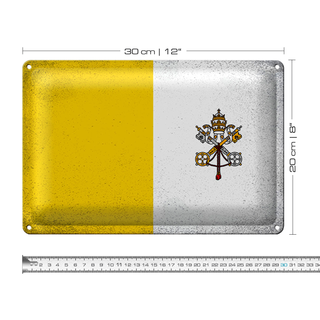 Blechschild Flagge Vatikanstadt 30x20cm Vatican Vintage