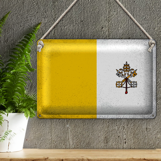 Blechschild Flagge Vatikanstadt 30x20cm Vatican Vintage