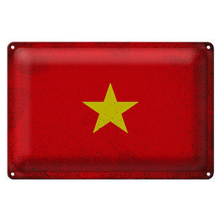 Blechschild Flagge Vietnam 30x20cm Flag of Vietnam Vintage