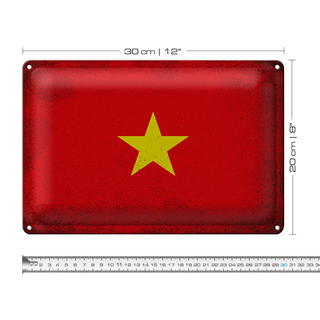 Blechschild Flagge Vietnam 30x20cm Flag of Vietnam Vintage
