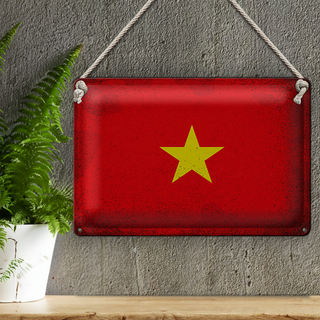 Blechschild Flagge Vietnam 30x20cm Flag of Vietnam Vintage