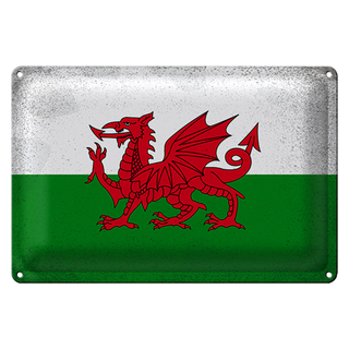 Blechschild Flagge Wales 30x20cm Flag of Wales Vintage