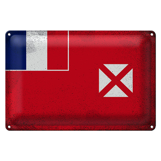 Blechschild Flagge Wallis und Futuna 30x20cm Wallis Vintage