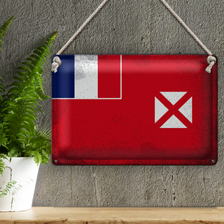 Blechschild Flagge Wallis und Futuna 30x20cm Wallis Vintage