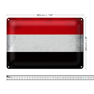 Blechschild Flagge Jemen 30x20cm Flag of Yemen Vintage