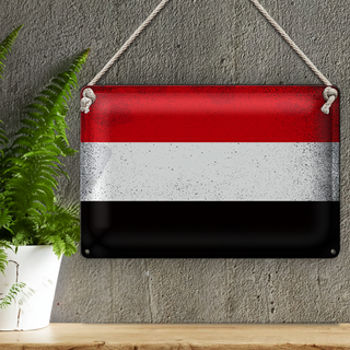 Blechschild Flagge Jemen 30x20cm Flag of Yemen Vintage
