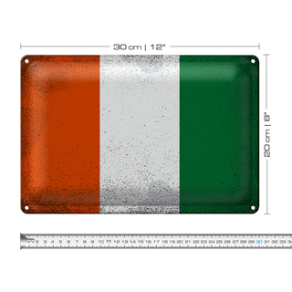 Blechschild Flagge Elfenbeinküste 30x20cm Coast Vintage