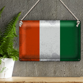 Blechschild Flagge Elfenbeinküste 30x20cm Coast Vintage