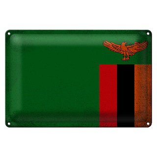 Blechschild Flagge Sambia 30x20cm Flag of Zambia Vintage