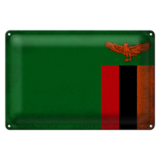 Blechschild Flagge Sambia 30x20cm Flag of Zambia Vintage