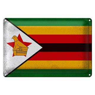 Blechschild Flagge Simbabwe 30x20cm Flag Zimbabwe Vintage