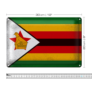 Blechschild Flagge Simbabwe 30x20cm Flag Zimbabwe Vintage