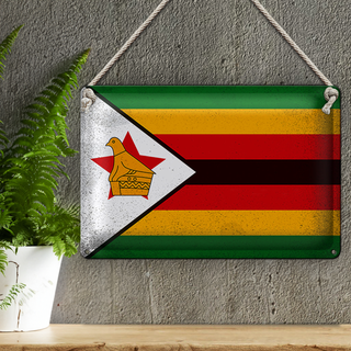Blechschild Flagge Simbabwe 30x20cm Flag Zimbabwe Vintage