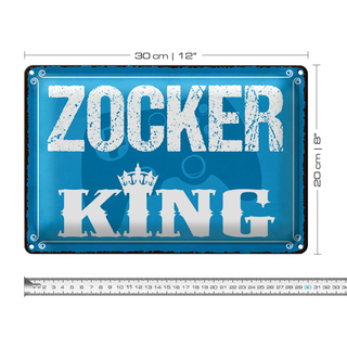 Blechschild Spruch 30x20cm Zocker King Controller